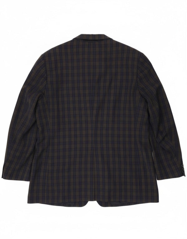 Jachetă Burberrys pentru bărbați cu 2 nasturi UK 46 3XL Lână virgină cu carouri bleumarin