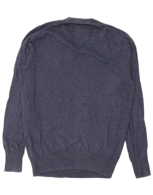 Pulover cu decolteu în V Superdry pentru bărbați, bumbac mediu albastru bleumarin