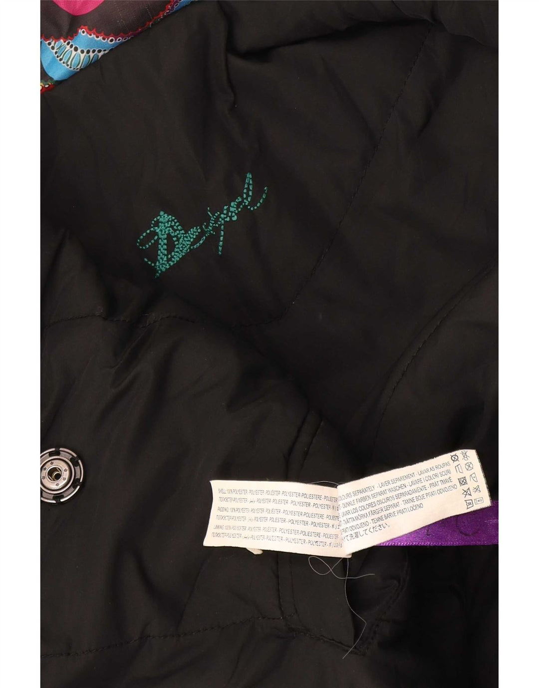 Jachetă căptușită pentru femei Desigual UK 10, poliester geometric multicolor mic