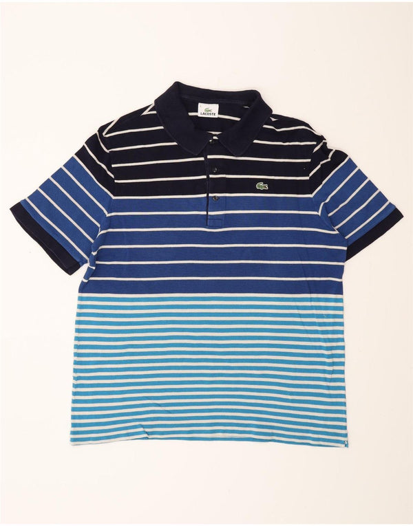 Tricou polo Lacoste pentru bărbați Mărimea 6 XL Bumbac cu dungi albastre