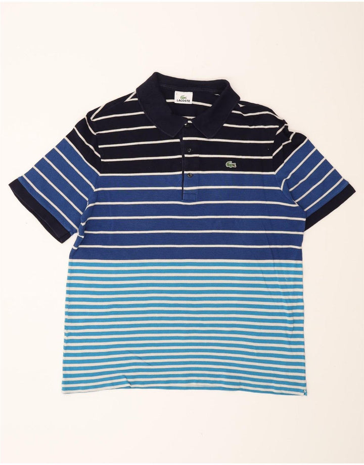 Tricou polo Lacoste pentru bărbați Mărimea 6 XL Bumbac cu dungi albastre