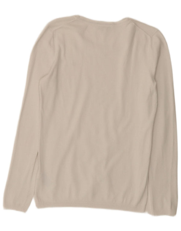 Pulover Tommy Hilfiger pentru damă, cu gât de barcă, din bumbac alb mic, UK 10