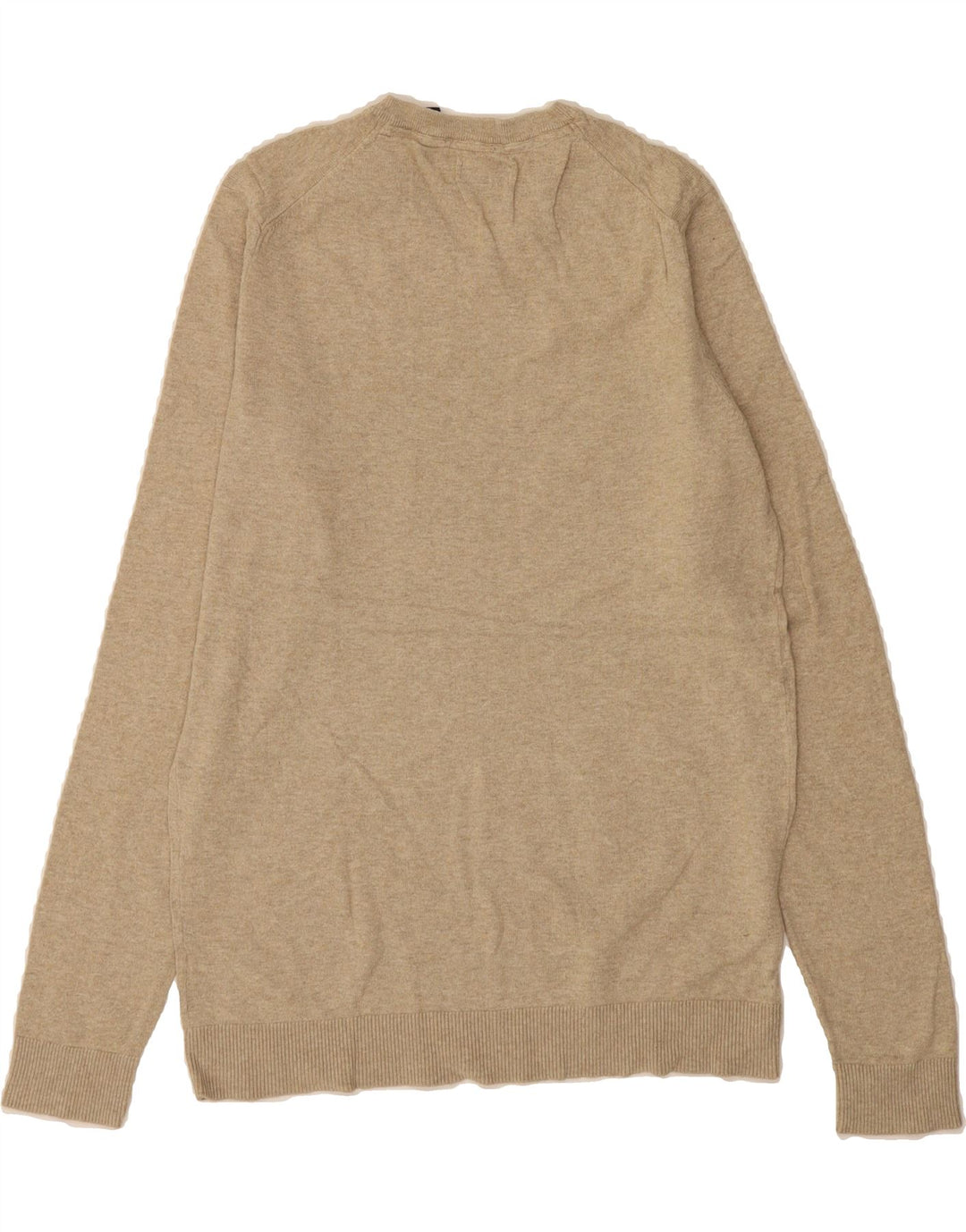 IZOD Mens V-Neck Jumper Sweater Medium Beige Cotton Vintage Izod and Second-Hand Izod from Messina Hembry 