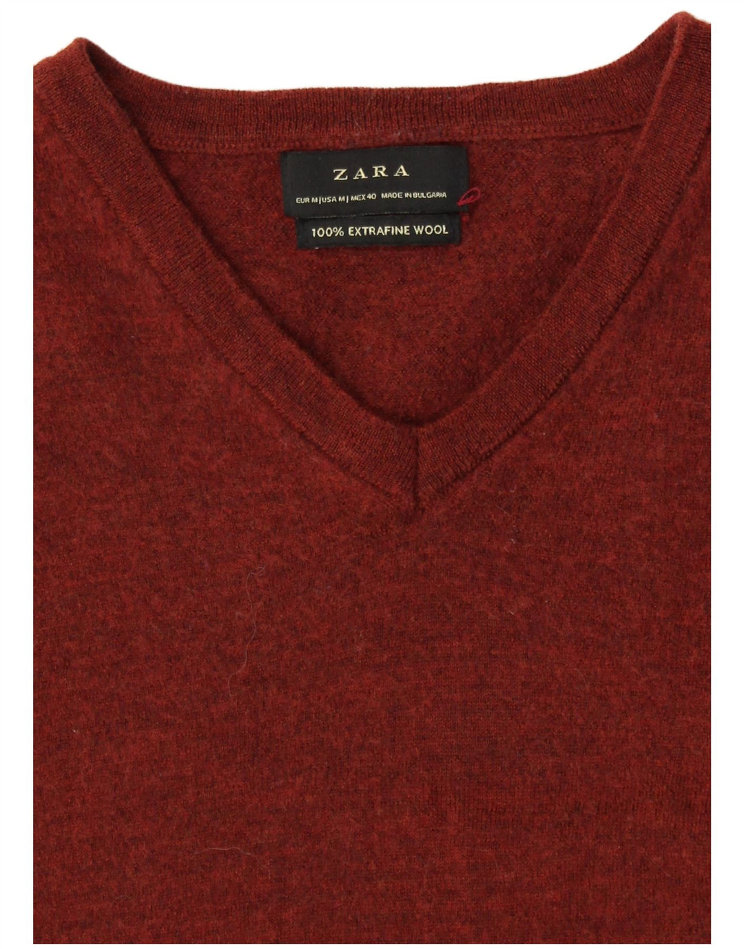 Pulover cu decolteu în V ZARA pentru femei UK 12 Lână maro medie