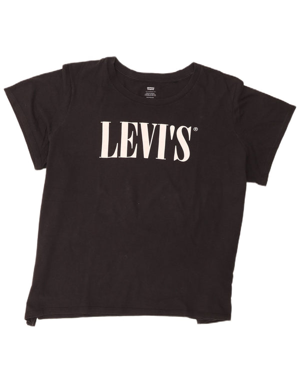 Tricou cu grafic Levi's pentru femei Top UK 22 3XL Bumbac negru