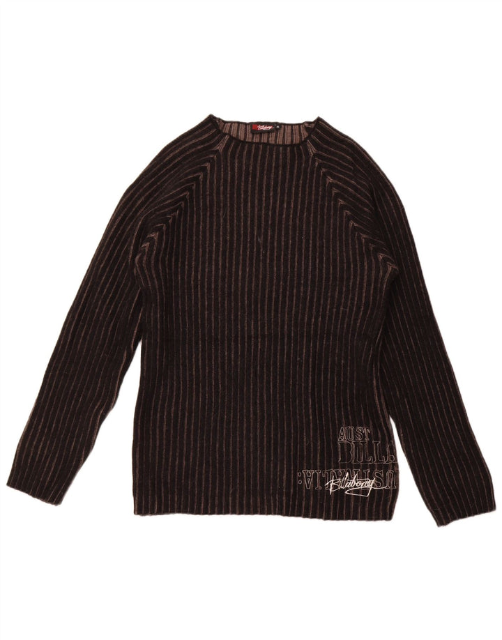Pulover pentru femei Billabong cu gât de barcă, UK 18 XL, lână de miel cu dungi negre
