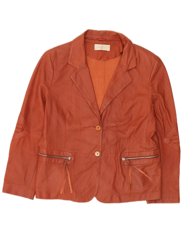 Jachetă pentru femei ELEGANCE PARIS cu 2 nasturi, UK 20 2XL, piele maro