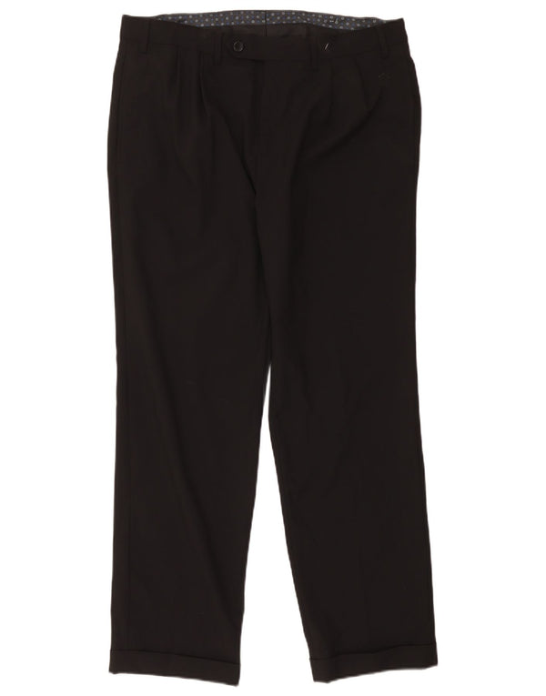 Pantaloni drepți pentru bărbați Ralph Lauren W35 L30, viscoză neagră