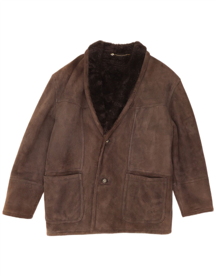Jachetă vintage bărbătească din shearling IT 48 Medium Grey Piele