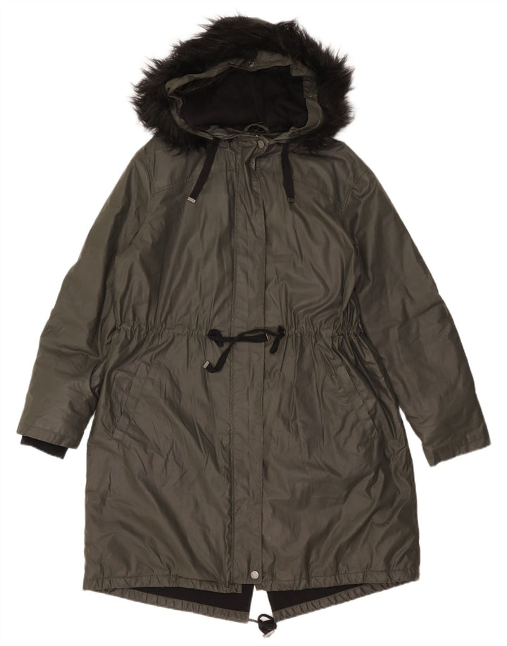 Marks & Spencer jachetă parka cu glugă pentru femei UK 14 mare bumbac verde