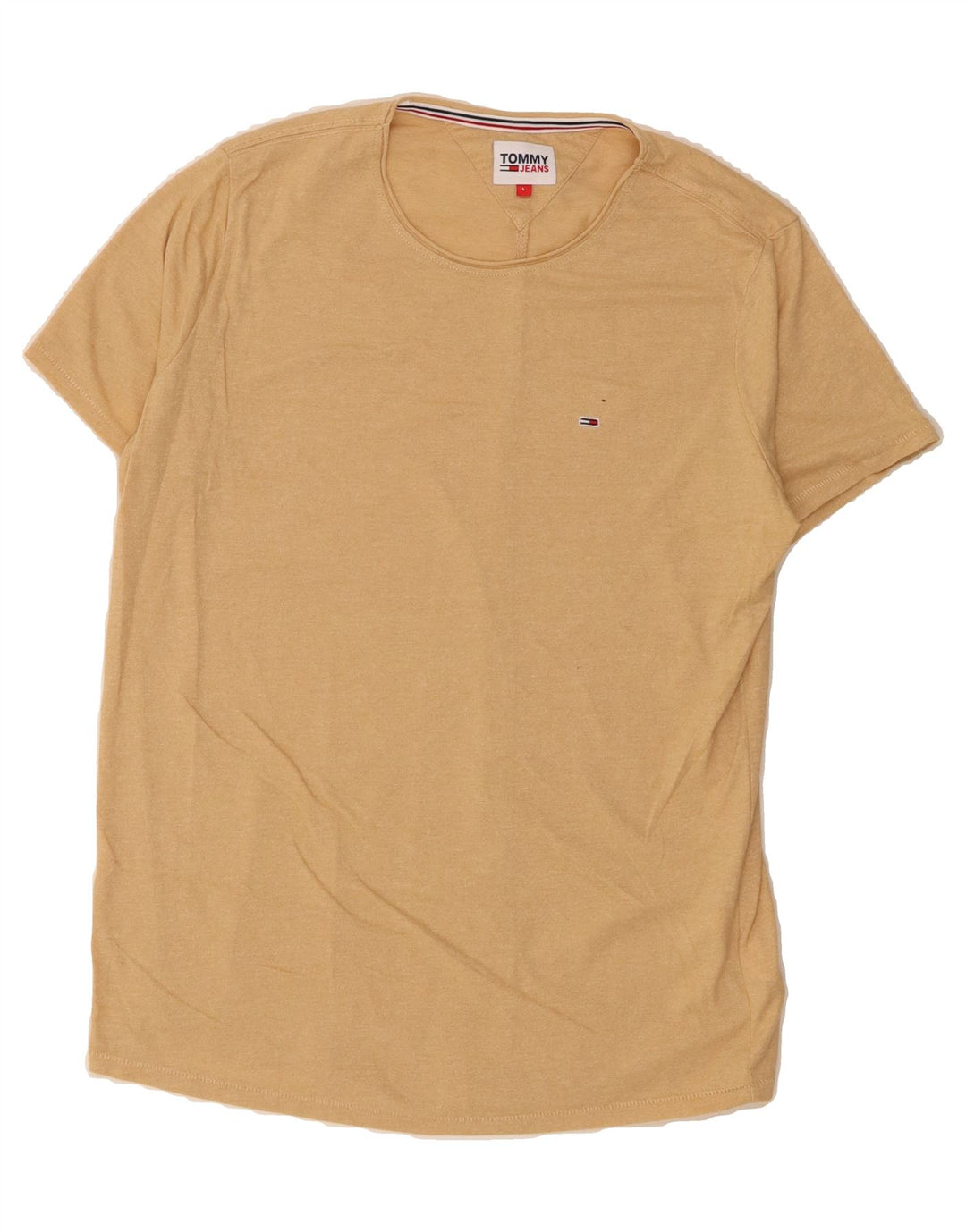 TOMMY HILFIGER Mens T-Shirt Top Large Beige Cotton Vintage Tommy Hilfiger and Second-Hand Tommy Hilfiger from Messina Hembry 