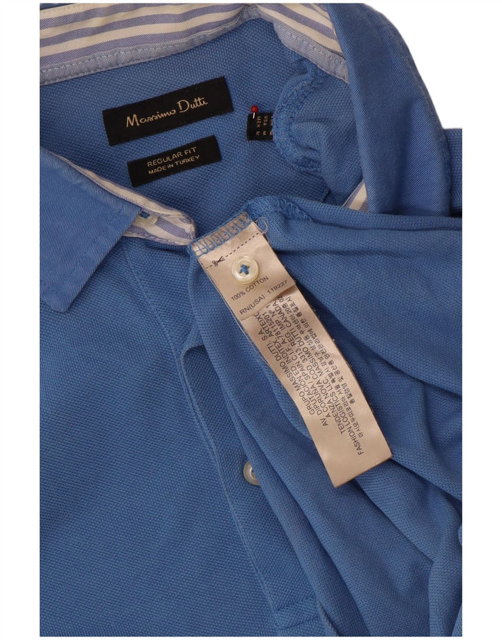 Cămașă polo Massimo Dutti pentru bărbați, bumbac albastru mediu