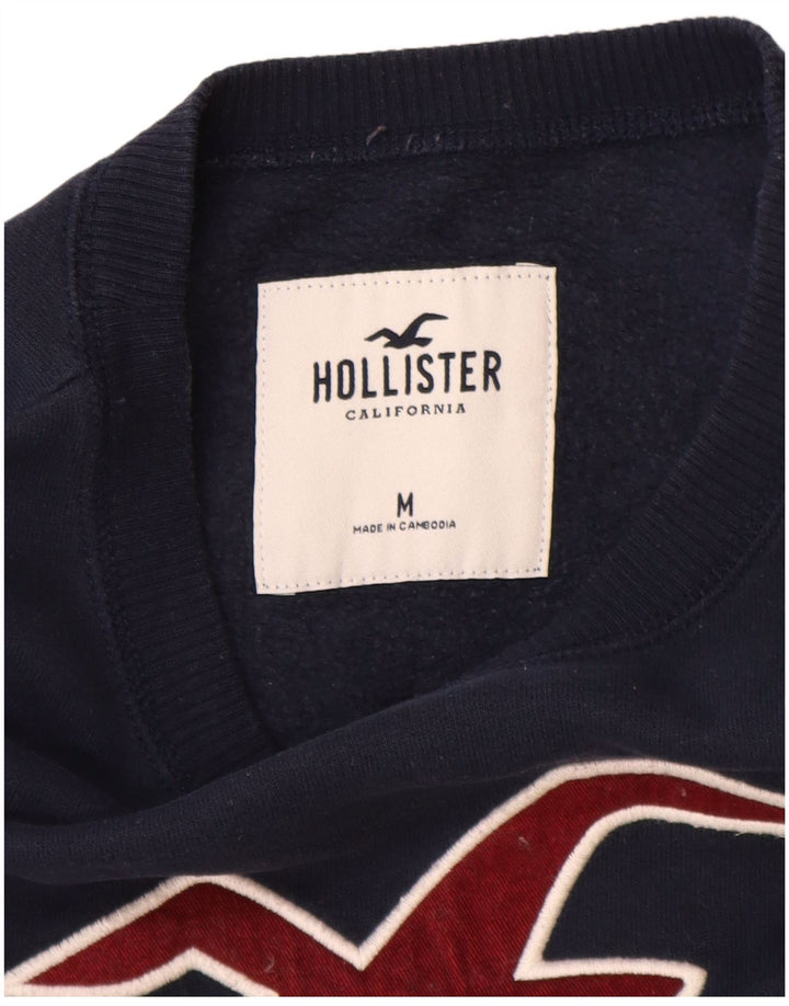 Hanorac grafic Hollister pentru bărbați Jumper mediu din bumbac bleumarin