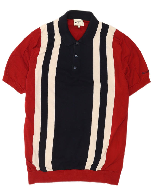 Pulover pentru bărbați cu mânecă scurtă și gât polo, XL, roșu, color block