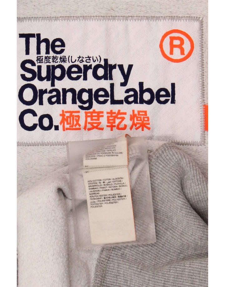 Pulover Superdry pentru bărbați, cu fermoar, bumbac mare, pete gri