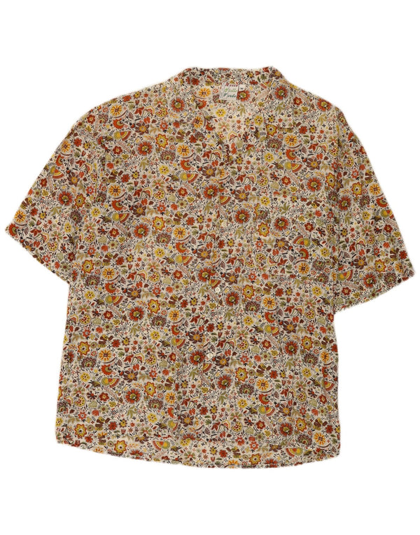 Vintage Mens Short Sleeve Shirt Medium Multicoloured Floral