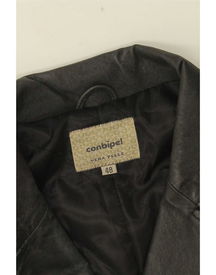 Jachetă pentru femei Conbipel din piele cu 3 nasturi IT 48 XL negru