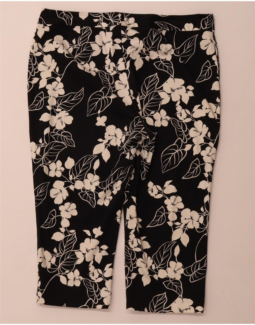 Pantaloni capri drepti pentru femei CHAPS US 16 2XL W38 L20 bumbac floral negru