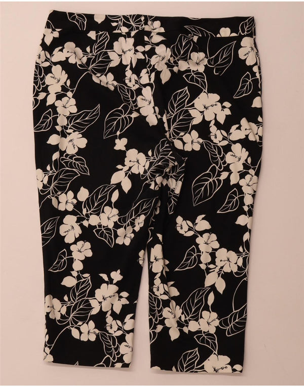 Pantaloni capri drepti pentru femei CHAPS US 16 2XL W38 L20 bumbac floral negru