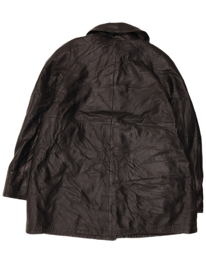 Palton de piele supradimensionat pentru femei VINTAGE IT 50 XL din piele neagră
