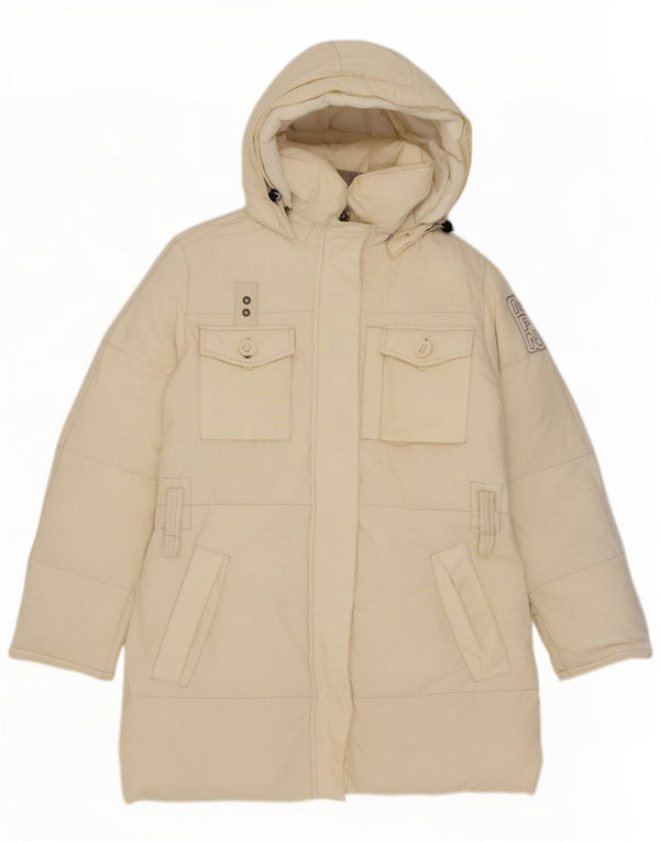 Palton căptușit cu glugă supradimensionat pentru femei Murphy & Nye UK 10 Small White