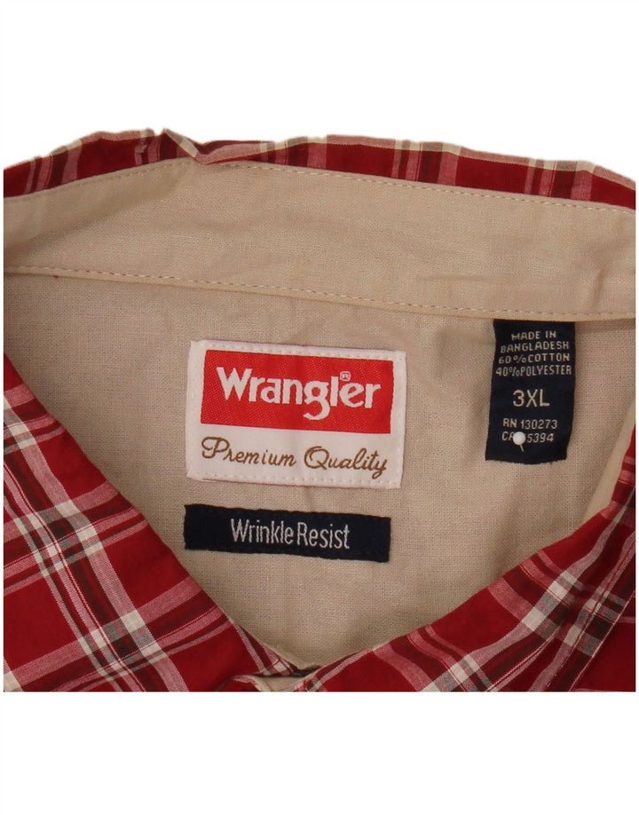 Cămașă pentru bărbați Wrangler cu mânecă scurtă 3XL, bumbac roșu cu carouri