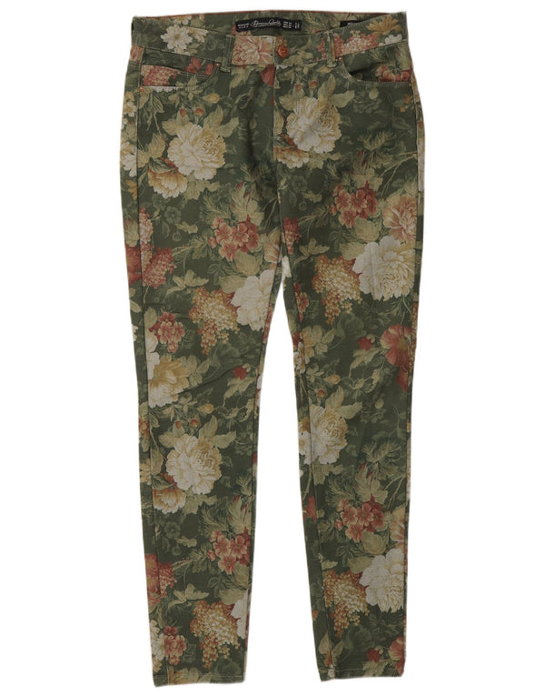 Pantaloni jegging dama Zara EU 38 Mici L28 L30 Verde Floral