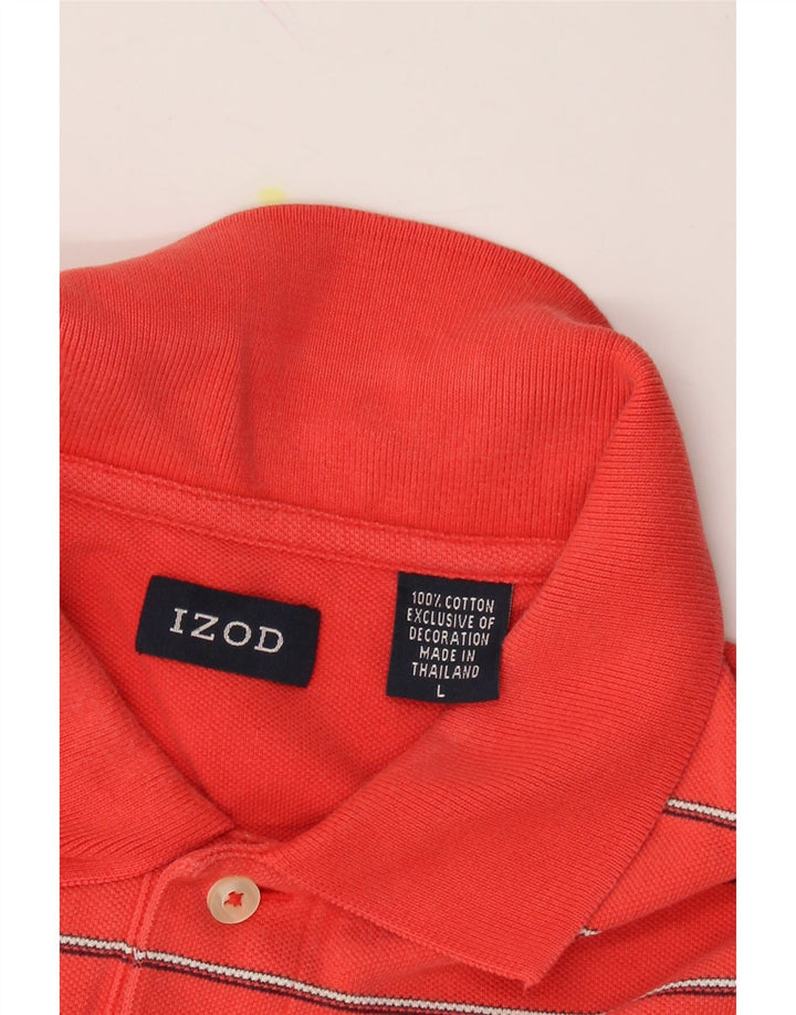 IZOD Mens Polo Shirt Large Red Striped Cotton Vintage Izod and Second-Hand Izod from Messina Hembry 