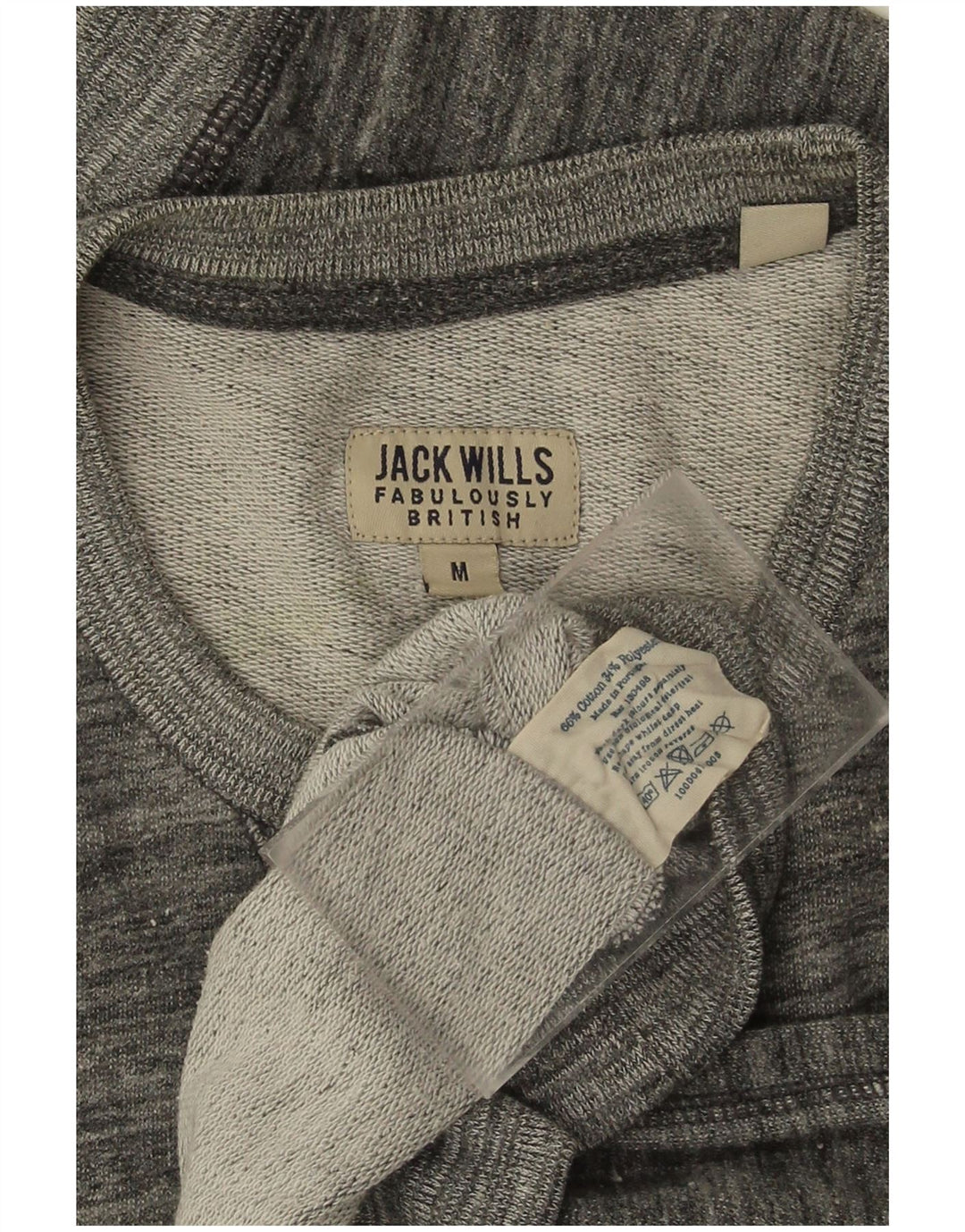 JACK WILLS Pulover grafic pentru bărbați, bumbac cu dungi, gri mediu