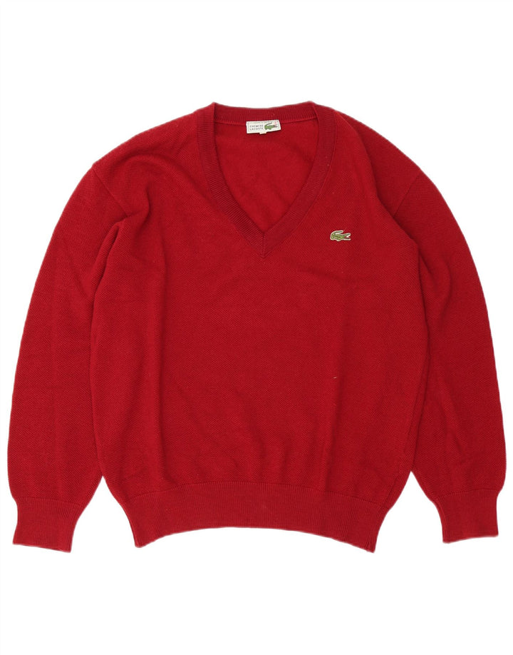 Pulover pentru bărbați Lacoste cu decolteu în V, mărime 5, lână roșie mare