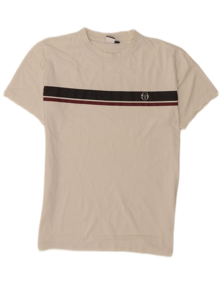 Tricou pentru bărbați Sergio Tacchini Top mediu alb din bumbac color bloc