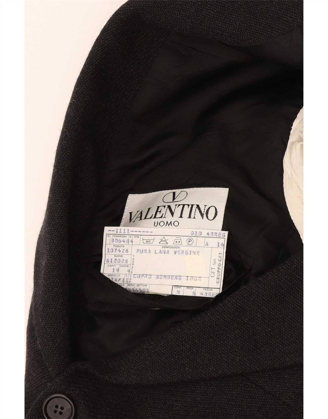 Jachetă pentru bărbați Valentino cu 3 nasturi IT 48 Lână virgină neagră medie