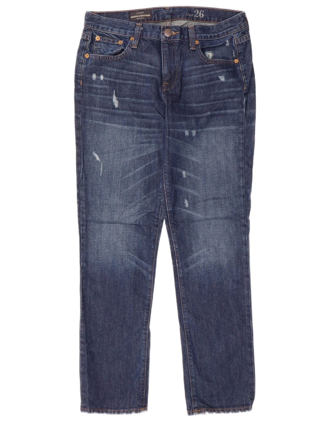 J. Crew Blugi slim pentru femei Boyfriend Distressed W26 L28 Bumbac albastru