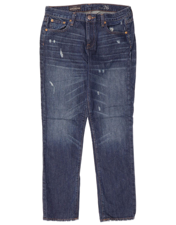 J. Crew Blugi slim pentru femei Boyfriend Distressed W26 L28 Bumbac albastru