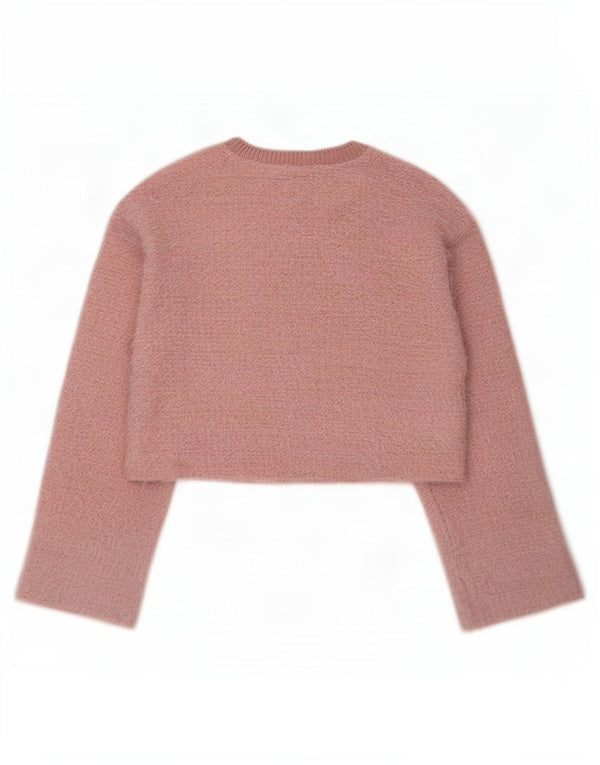 Pulover pentru femei Zara Crop Crew Gate UK 14 Poliester roz mediu