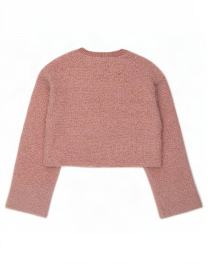 Pulover pentru femei Zara Crop Crew Gate UK 14 Poliester roz mediu