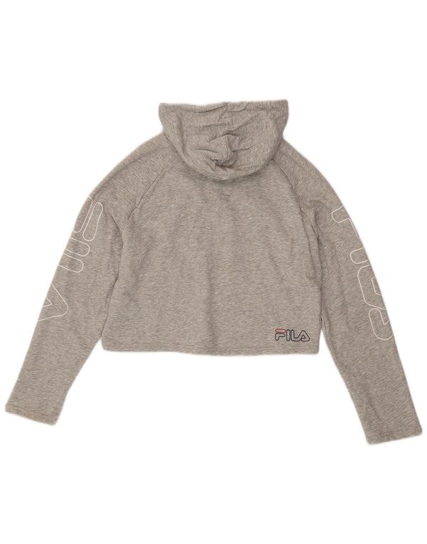 Pulover Fila Crop Graphic Hoodie pentru femei UK 6 XS Bumbac cu pete gri