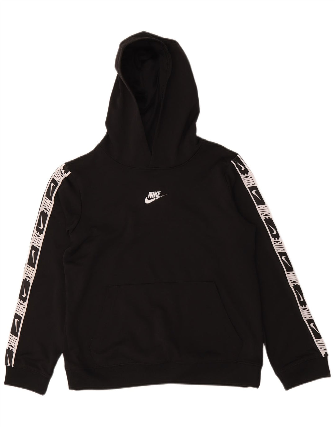 Pulover Nike pentru băieți cu grafică cu glugă, 12-13 ani, mare, negru, poliester