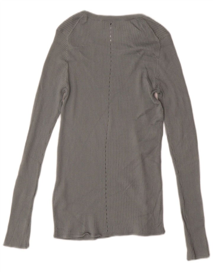 JIGSAW Pulover cu gât de barcă pentru femei UK 12 Lână gri mediu