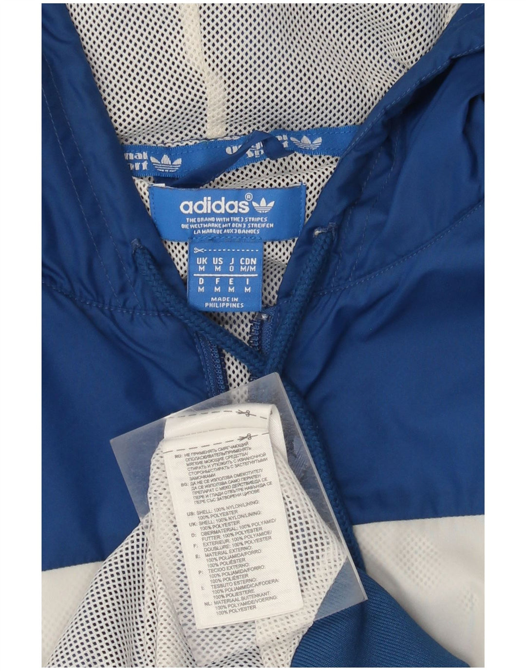 Jachetă de ploaie cu glugă pentru bărbați Adidas UK 38, albastru mediu, nailon color bloc