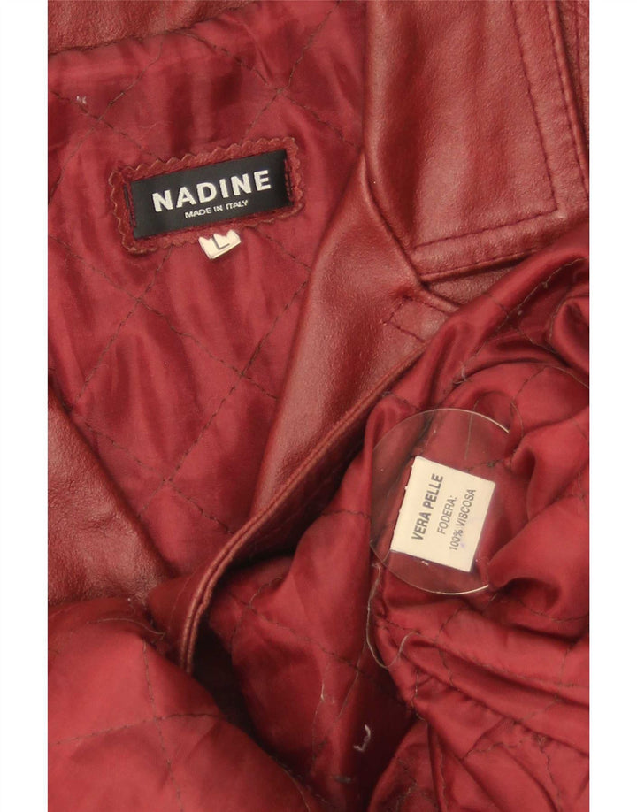 Palton de piele pentru femei Nadine UK 14, mare, roșie, din piele