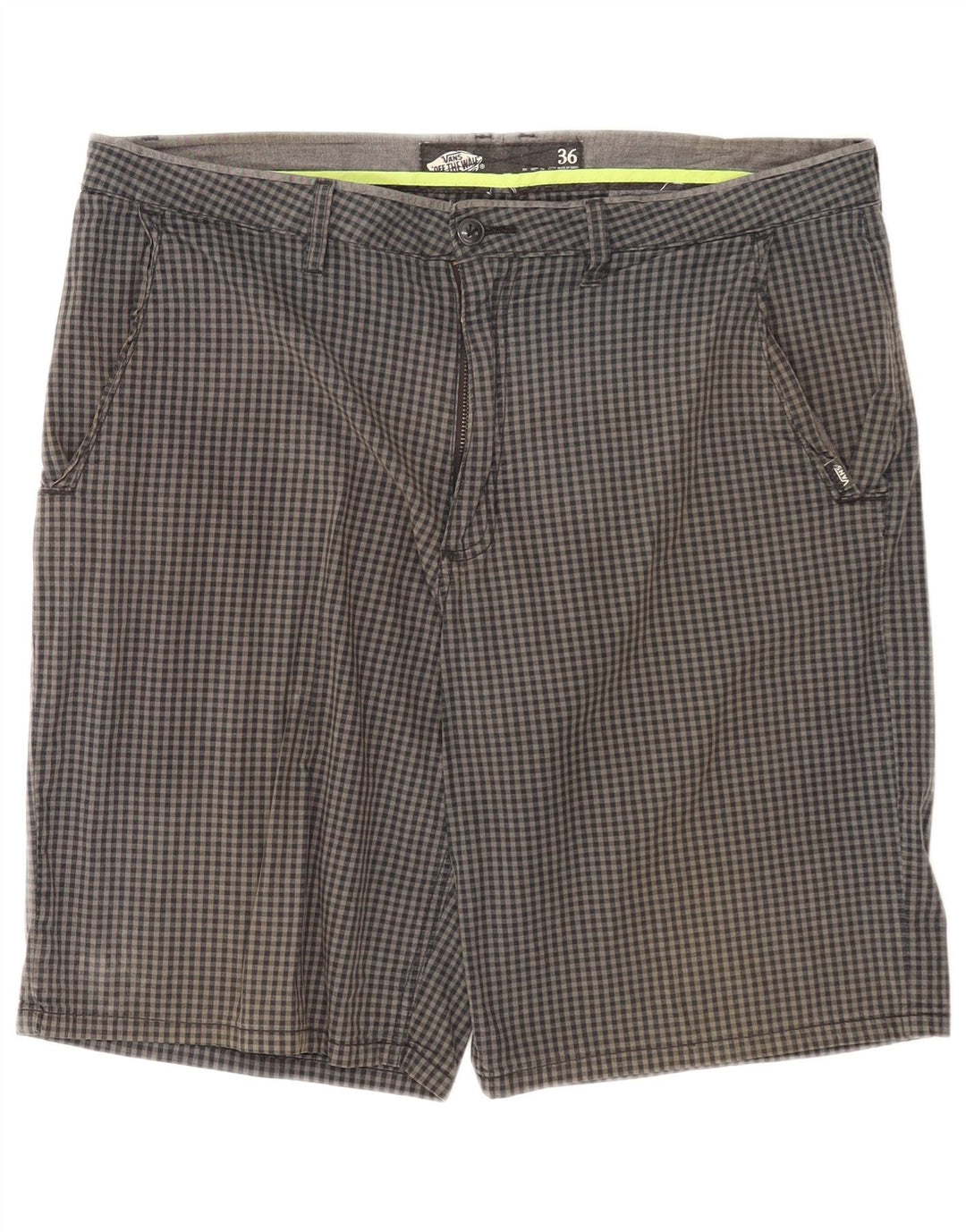 Pantaloni scurți chino Vans pentru bărbați W36, mare, gri, bumbac vichy