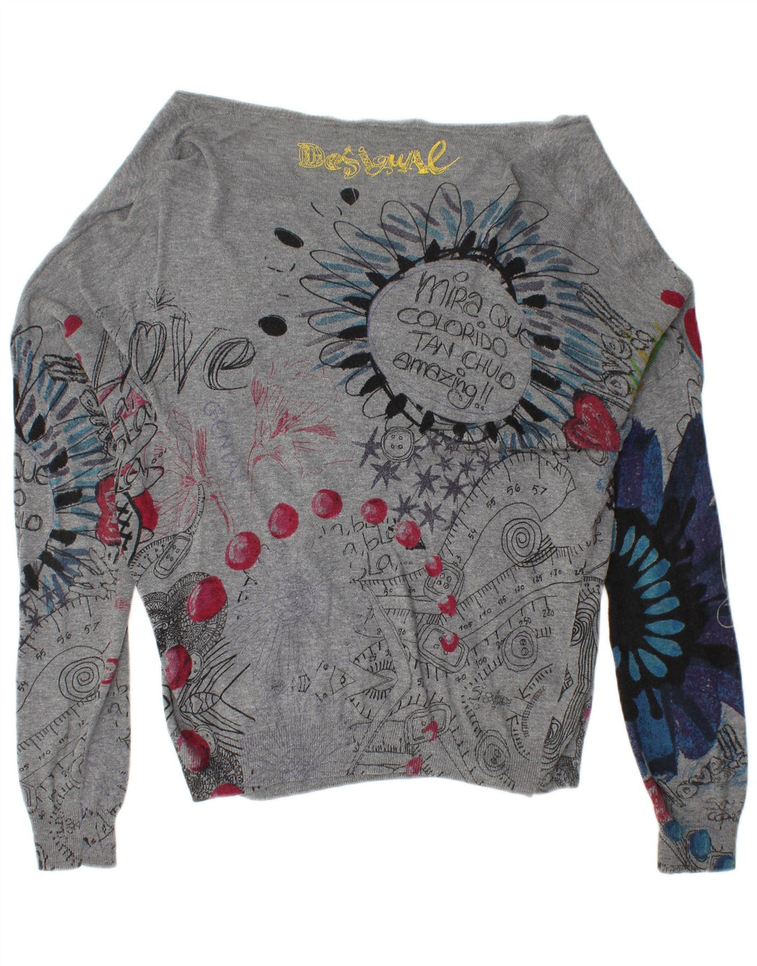 Pulover cardigan grafic pentru femei DESIGUAL UK 16 mare gri