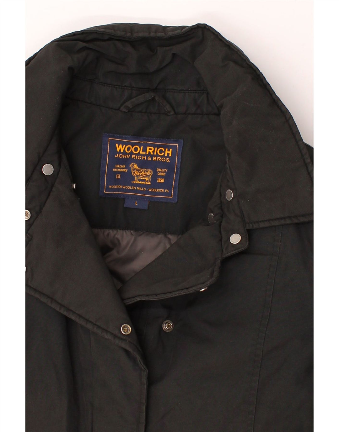 WOOLRICH Womens Padded Coat UK 16 Large Black Vintage Woolrich and Second-Hand Woolrich from Messina Hembry 