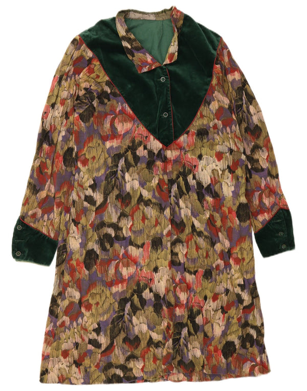 Rochie A-Line cu mânecă lungă pentru femei vintage UK 12 Medium Multicolor Floral