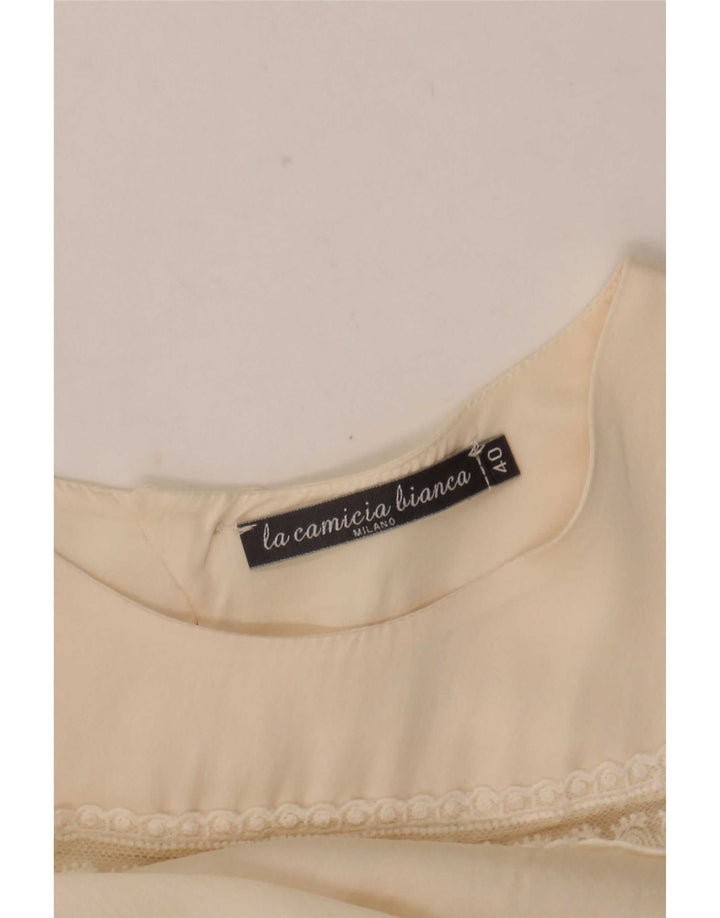 Bluză vintage cu mânecă lungă pentru femei Top IT 40 Small Off White