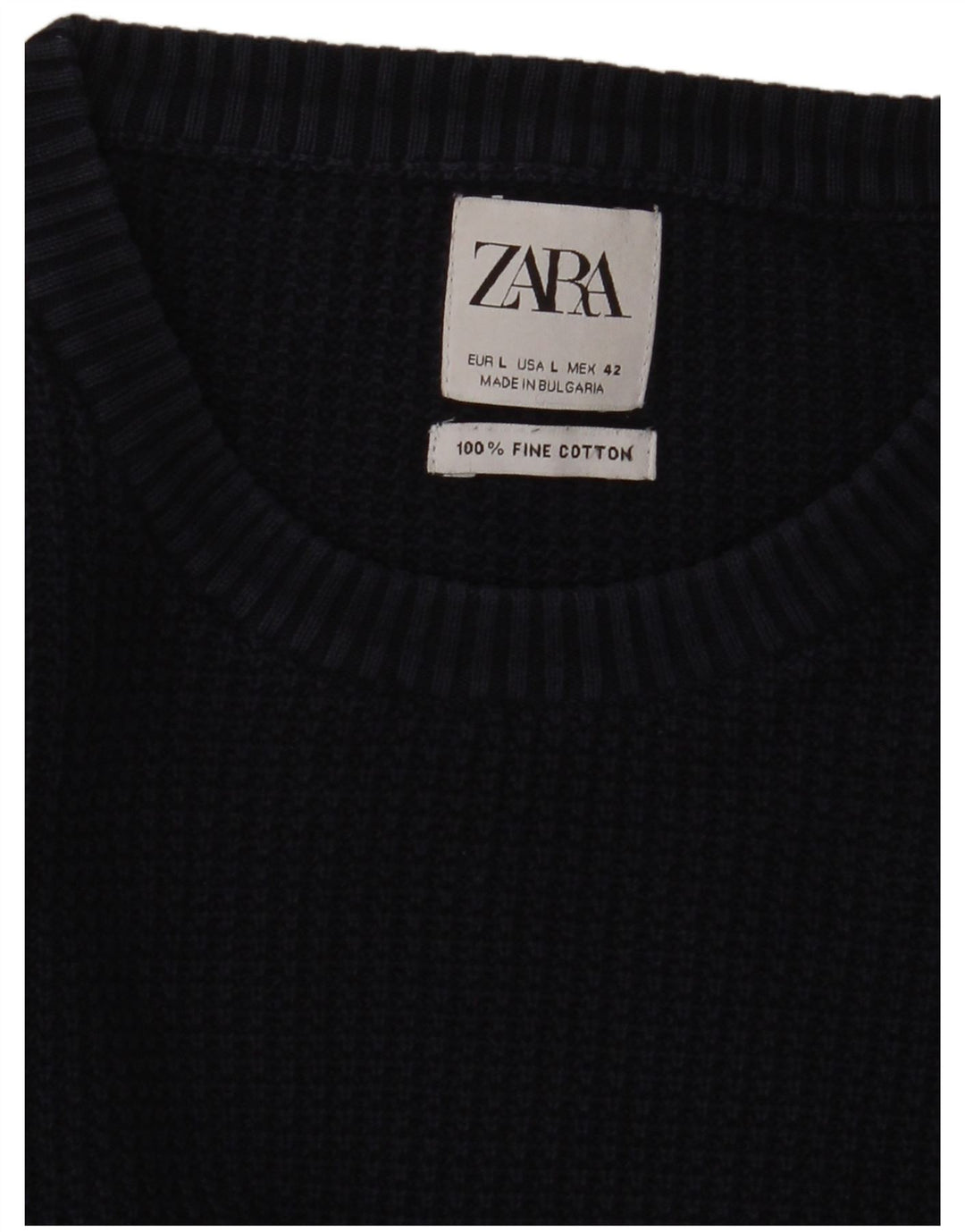 Pulover pentru bărbați Zara, cu decolteu, mare, bleumarin, bumbac