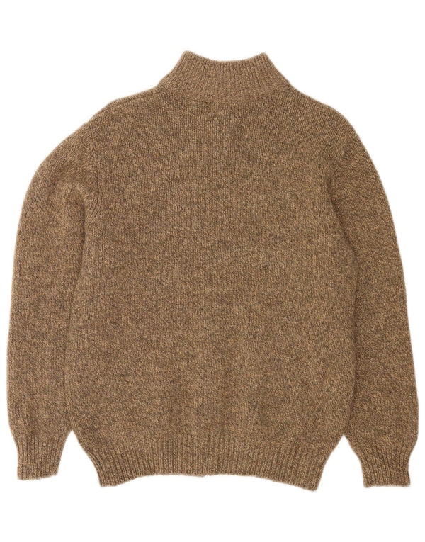 Pulover cardigan cu fermoar complet pentru bărbați L.L.Bean, din lână de miel, pete, bej mediu
