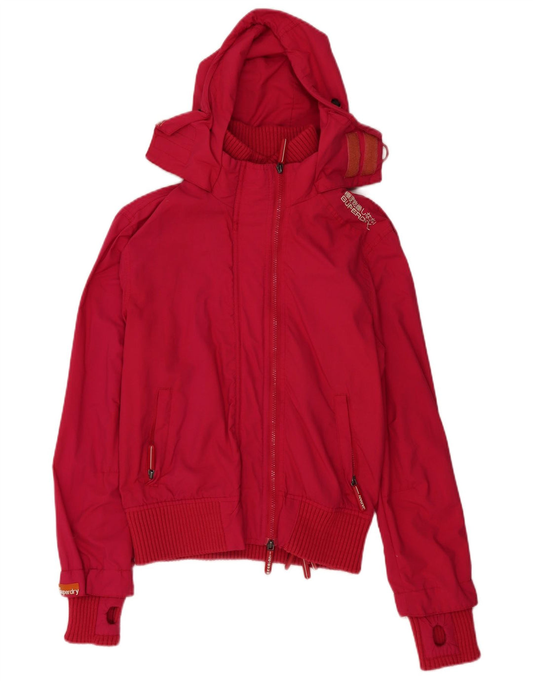 Jachetă Windbreaker cu glugă Superdry pentru femei UK 16, mare, roz, nailon