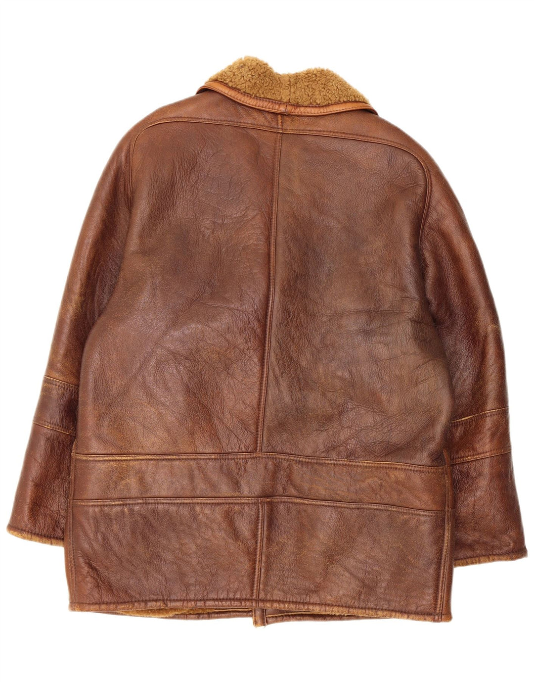 Jachetă vintage pentru bărbați din shearling IT 52 XL maro din shearling